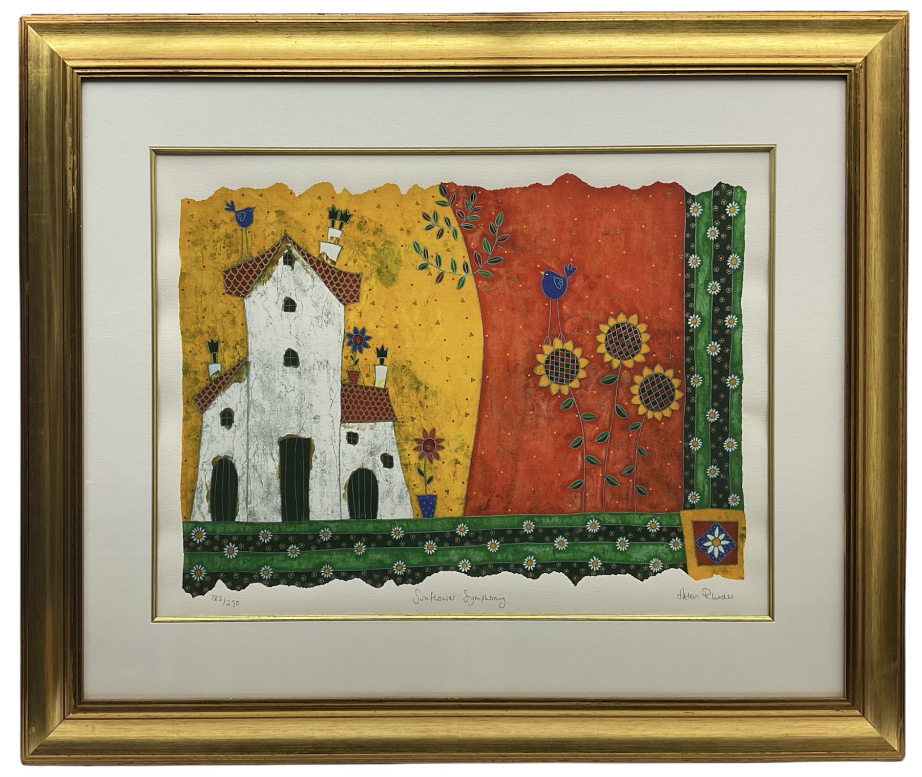 Helen Rhodes (British 1970-): 'Sunflower Symphony', limited edition colour giclee print signed titled and numbered 182/250 in pencil 50cm x 66cm