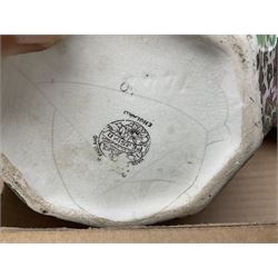 Blue and white meat platter and a similar blue and white meat draining plate, together with a pink ceramic floral jug and bowl, three packs of church candles and a wooden screen, etc 