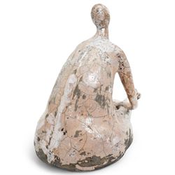 Galea Belinscaia (Yorkshire Contemporary): 'The Bracelet', raku figural sculpture, signed to base, W35cm H24cm