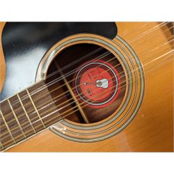 E-Ros model 612 twelve string acoustic guitar, in carrying case, guitar L108cm