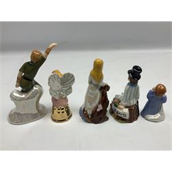 Twelve Wade Collectors Club Figures, comprising six Wind in the Willows figures; Rattie, Mole, Toad, Badger, Weasel and Rattie and Mole on the Water, Six Peter Pan figures; Captain Hook, Peter Pan, Wendy, John, Michael and Tinkerbell  