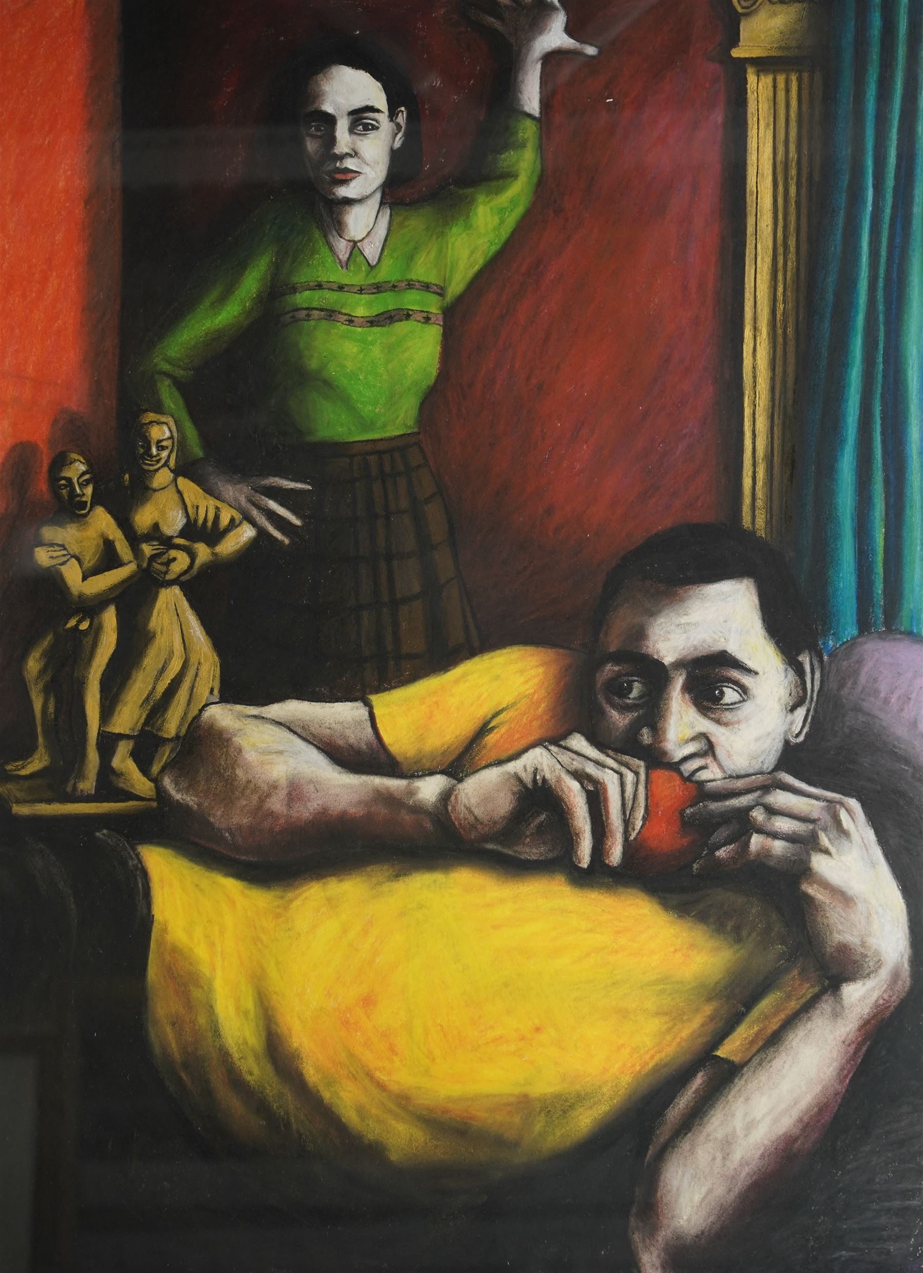 Kathryn Ensall (British 1956-): 'The Lovers 4', pastel on paper signed and dated '94 on artist's label verso 84cm x 61cm