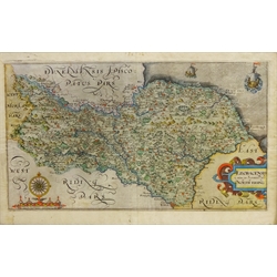  North Riding - 'Eboracensis Comitatus pars Septentrionalis vulgo North Riding', 17th century map by Christopher Saxton and Gulielmus Hole hand coloured 25cm x 39cm  