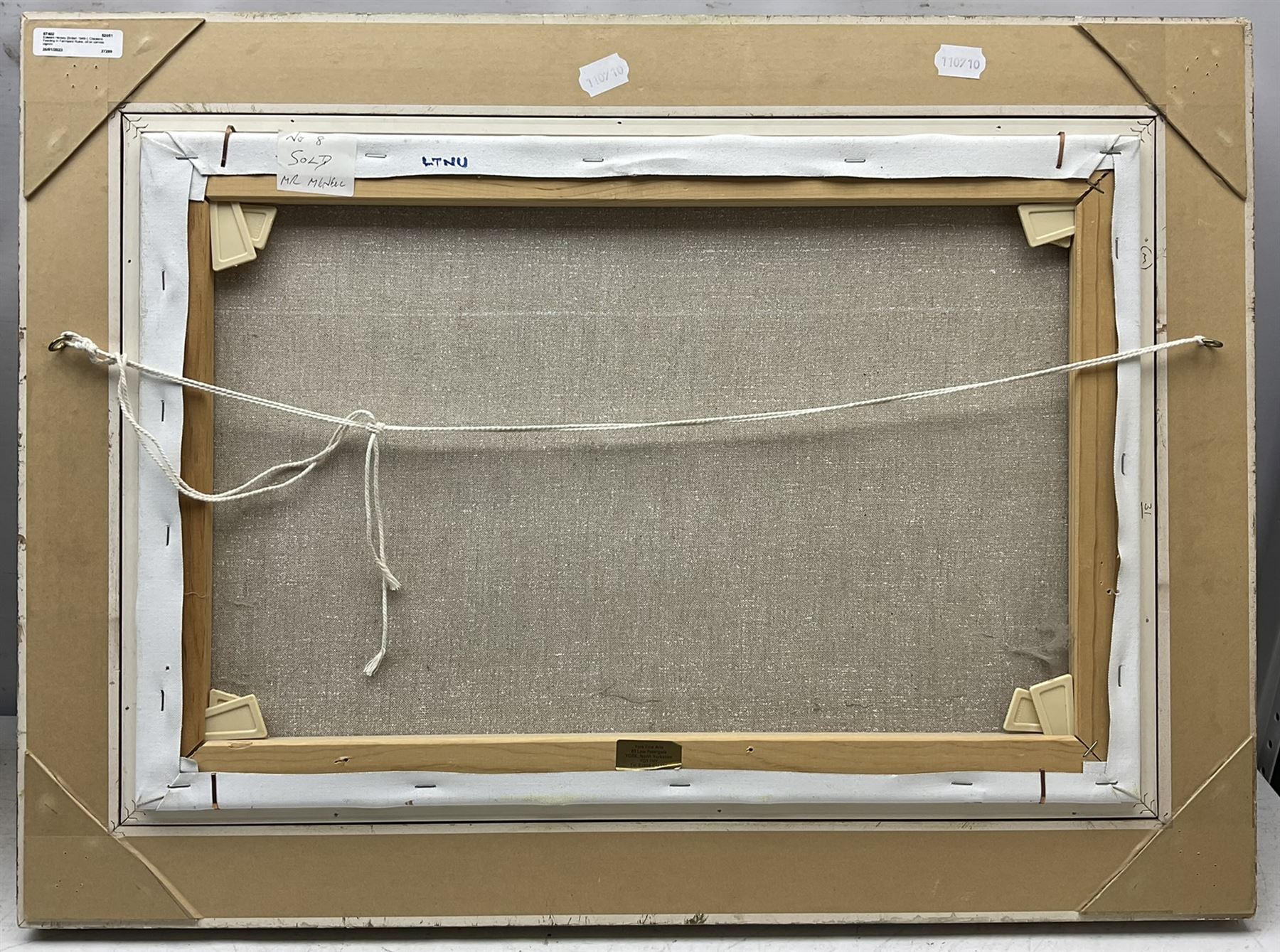 Edward Hersey (British 1948-): Chickens Feeding in Farmyard Ruins, oil on canvas signed 39cm x 59cm