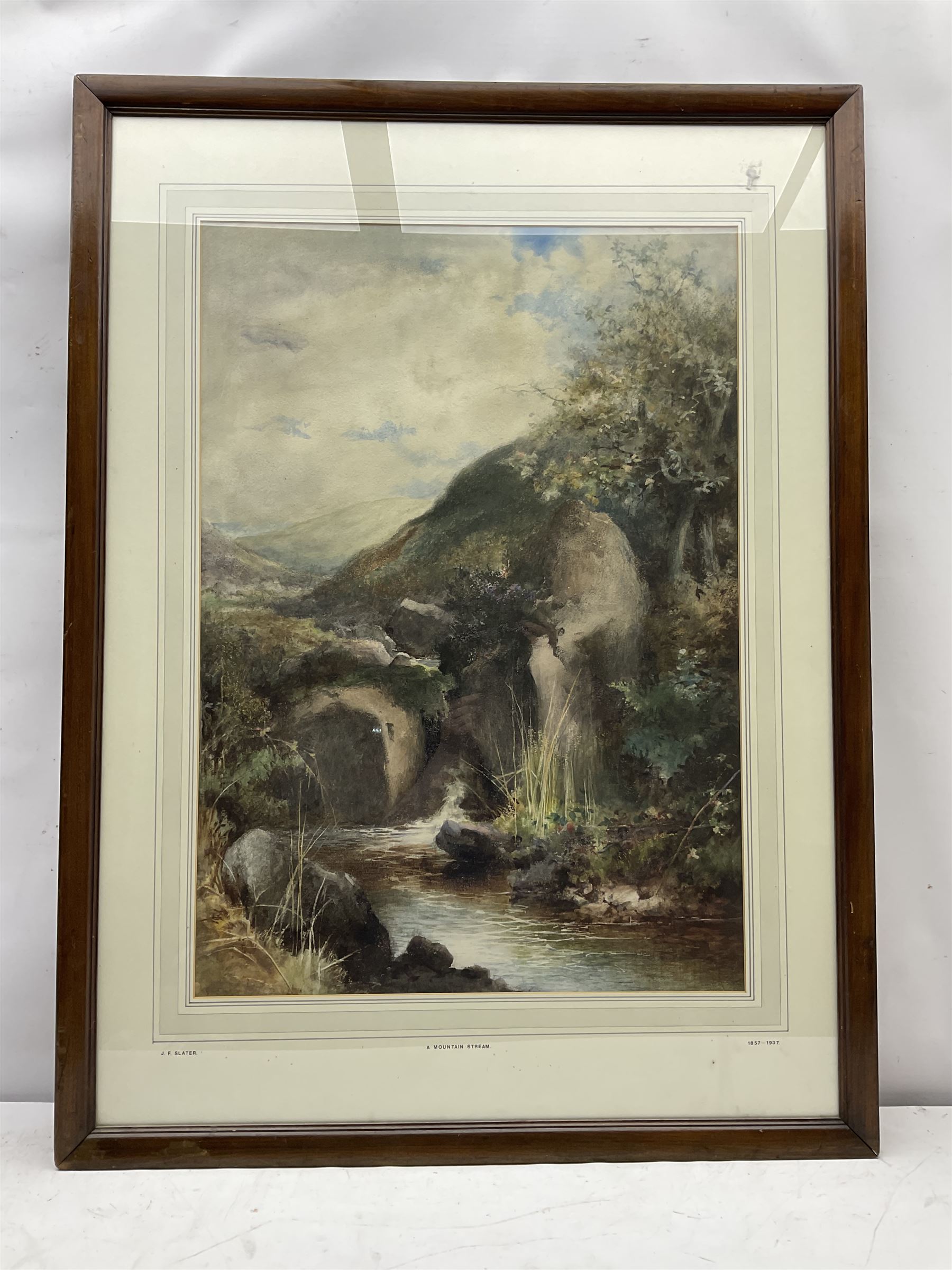 John Falconar Slater (British 1857-1937): 'A Mountain Stream', watercolour signed, titled on mount 75cm x 53cm