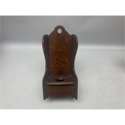 19th century miniature walnut rocking lambing chair, with commode recess, H24cm