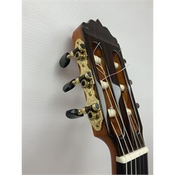 2019 A. Burguet Valencia hand made Flamenco guitar model IF-001 with spruce top and cypress wood back and sides; bears maker's label, L98cm; in original Burguet fitted hard carrying case