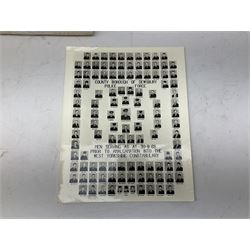 Archive of memorabilia and ephemera relating to Pc. (later Sgt.) Geoffrey Robinson of Dewsbury (later West Yorkshire) police force including cased Long Service and Good Conduct Medal; helmet plates and cap badges, collar numbers and uniform buttons, whistles, certificates, photographs, plaque etc 1960s - 1990s