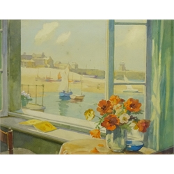  Frank Sherwin (British 1896-1985): 'St Ives Harbour from a Window', watercolour signed, titled verso 27cm x 35cm  DDS - Artist's resale rights may apply to this lot  
