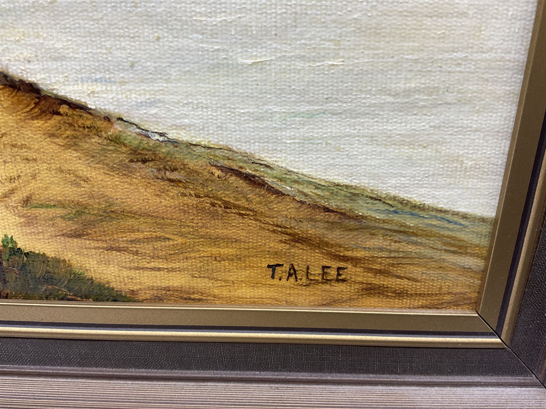 TA Lee (British 20th century): Up River Esk Whitby, oil on board signed 45cm x 60cm