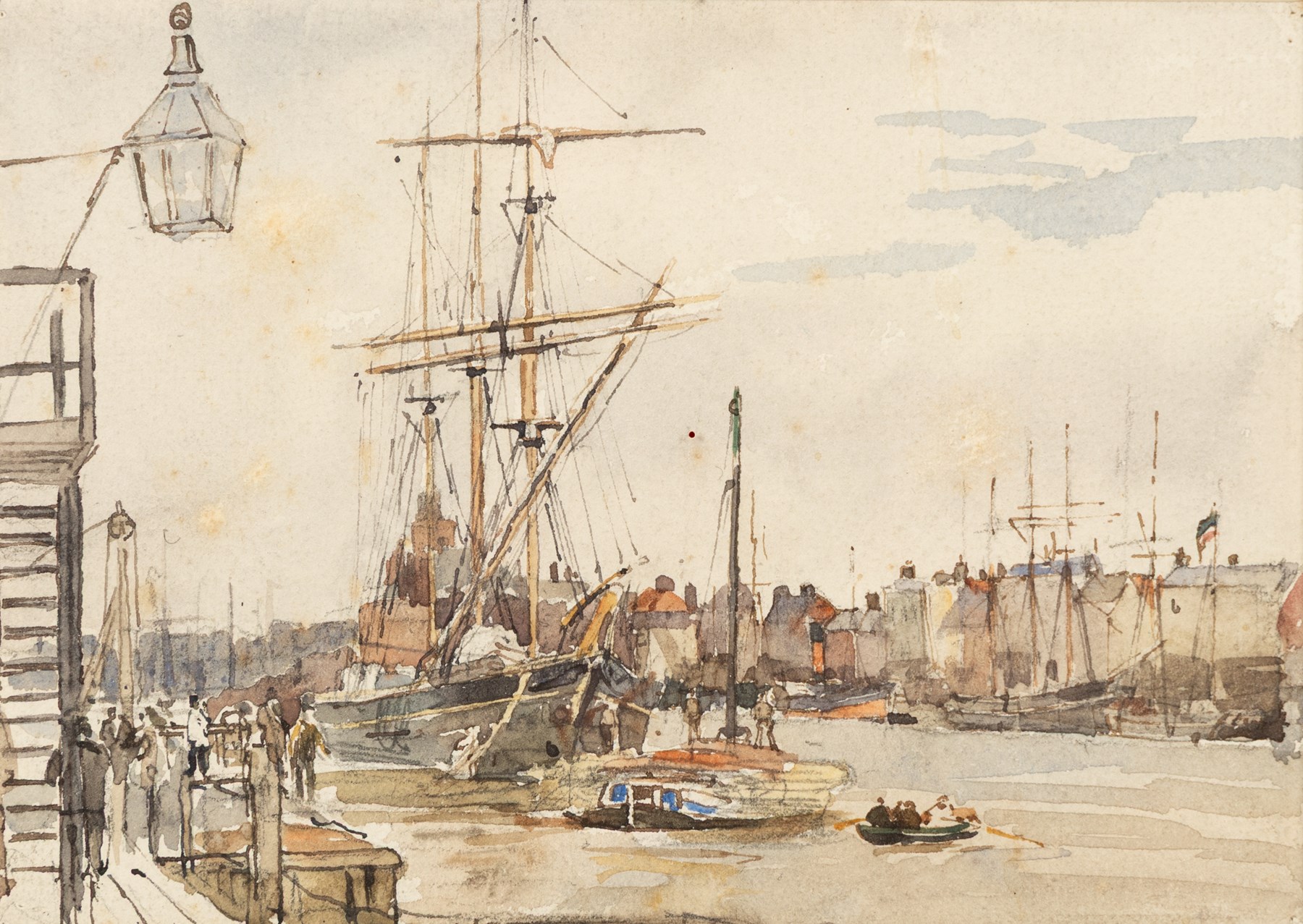 William Thomas Martin Hawksworth (British 1853-1935): 'Yarmouth', watercolour unsigned, titled and with Thos. Agnew & Sons label verso 12cm x 17.5cm
