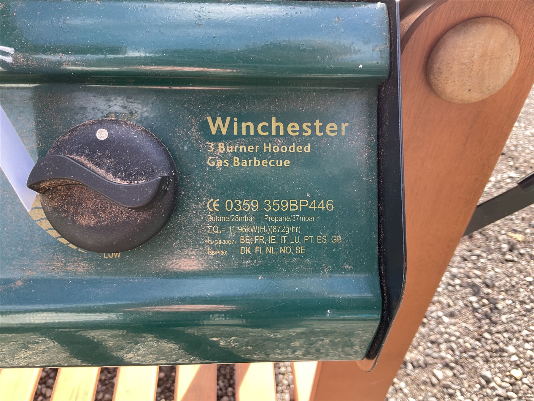 Winchester 3 burner hooded Gas BBQ with two bottles - THIS LOT IS TO BE COLLECTED BY APPOINTMENT FROM DUGGLEBY STORAGE, GREAT HILL, EASTFIELD, SCARBOROUGH, YO11 3TX