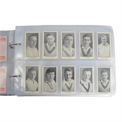 Collection of Edwardian and later Cricket related trading and cigarette cards, including complete set of fifty 1908 Will's Cigarettes Cards, fifteen 1922 The Boys Realm Famous Cricketers cards, part set of 1926 Players Cricketers Caricatures by RIP,  full set of sixteen 1958 Master Cricketing Series New Zealand, complete set of twenty five 1953 Mornflake Test Cricketers, etc, housed in three albums