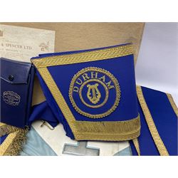 Masonic regalia, including silver gilt St Nicholas Lodge jewel, hallmarked, a plated Royal Masonic Institution for Girls jewel, sash and kid leather apron etc