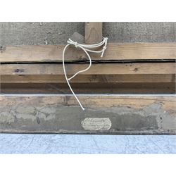 A Wilkow (Polish 19th/20th Century) Blacksmith's Workshop in a Winter Landscape, oil on canvas signed 71cm x 97cm in heavy ornate plaster gilt frame