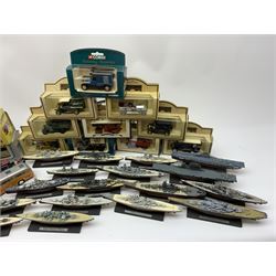 Corgi Classics West Yorkshire FB AEC Turntable Ladder No.22001, boxed; seventeen unboxed models of warships; ten modern boxed die-cast promotional models; and other items