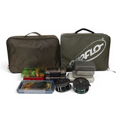 Two Bruce & Walker Expert Series fly fishing reels, collection of fly fishing lures, of va...
