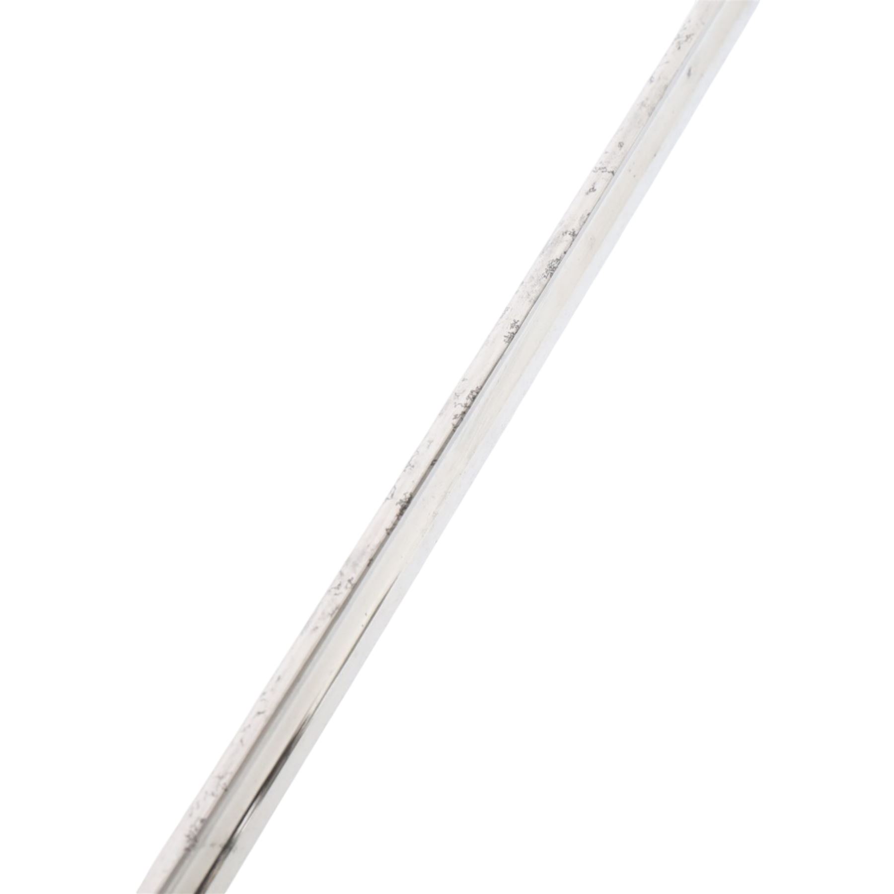 British 1874 pattern, named, 2nd Life Guards State sword by Henry Wilkinson, Pall Mall London, circa 1912, the 94cm straight single edged blade with George V monogram and cypher, together with battle honours and owners initials H.L.H, marked 43714 to the top, the steel nickel plated basket hilt with applied George V crown and 2nd life Guards monogram in gilt brass, shagreen bound grip with triple silver wire, with steel nickle plated scabbard with triple brass mounts with twin suspension rings, overall L114cm