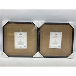 Set of four Royal Mail David Bowie limited edition album stamp prints, comprising Blackstar, Heroes, Let's Dance and Aladdin Sane, all framed and in original packaging, H43cm W43cm