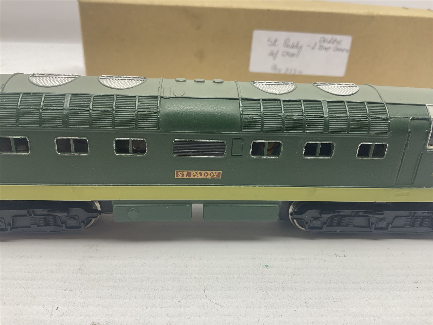 Hornby Dublo - 3-rail 3234 Deltic Type Diesel Co-Co locomotive 'St. Paddy' No.D9001 in BR two-tone green; in later unassociated plain box