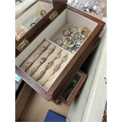 Collection of costume jewellery, including pendants, rings, etc and a quantity of wristwatches, some boxed