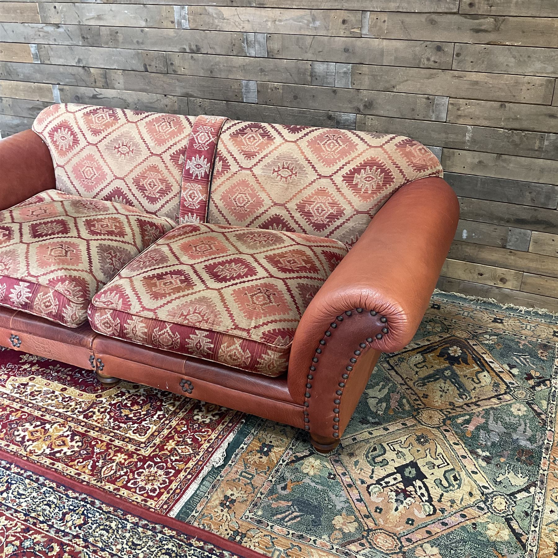 Tetrad Eastwood leather and kilim fabric sofa