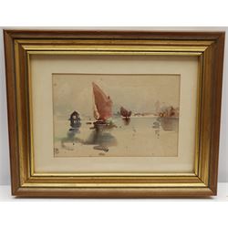 Frank Henry Mason (Staithes Group 1875-1965): Fishing Boat in Open Water, watercolour signed with initials 13cm x 20cm  
Provenance: from the estate of Christine Dexter and by descent from the artist's sister Eleanor Marie (Nellie)