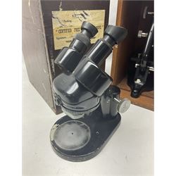 Three W. Watson & Sons microscopes, comprising Barnet binocular no 125253, Kima no 123196 and Service no 44858, all boxed 