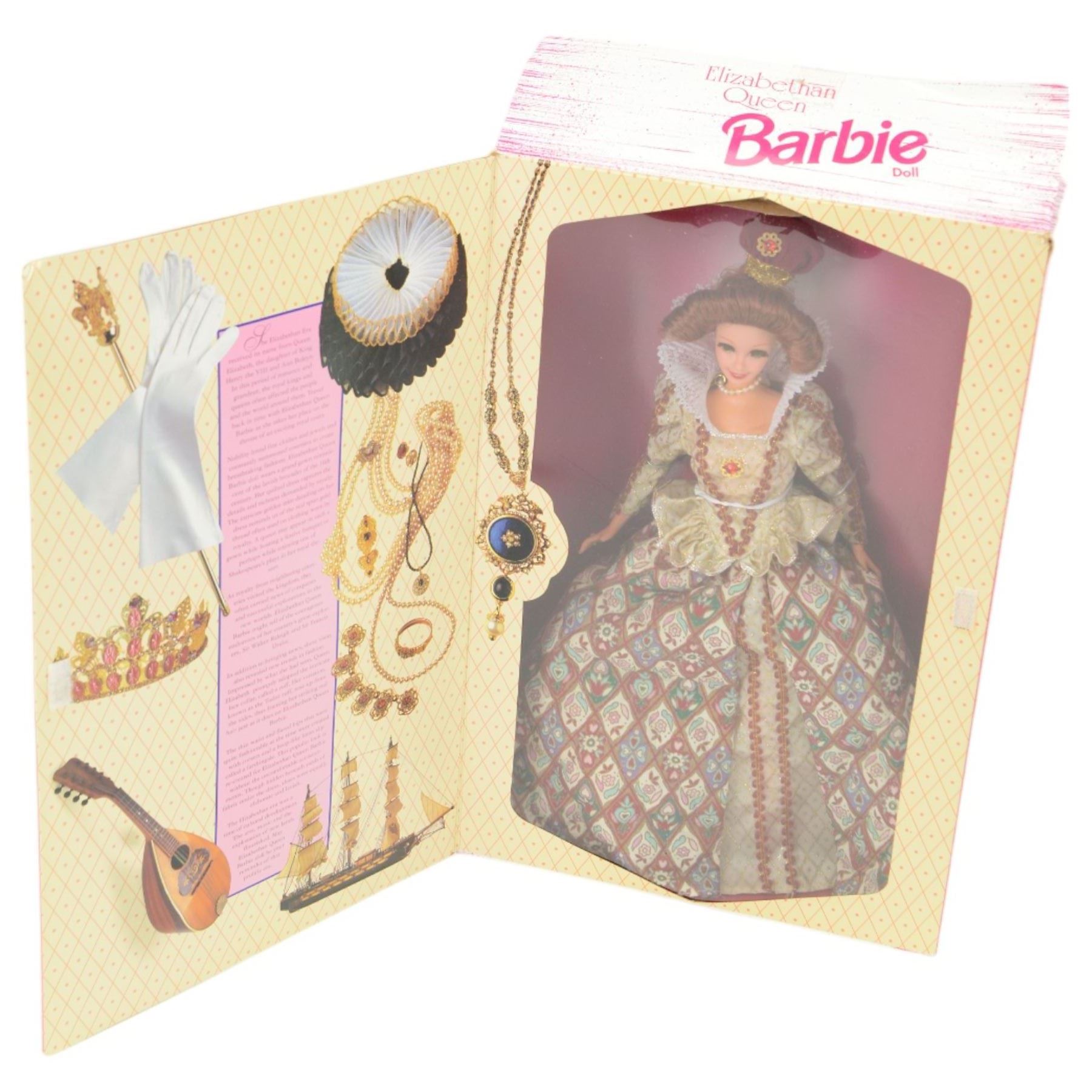 Seven Mattel Collector's Edition Barbie dolls, including Great Eras Victorian Lady, Great Eras Elizabethan Queen, Great Eras Medieval Barbie, Victorian Ice Skater, Avon Mrs PFE Albee Barbie, Hallmark Special Edition Fair Valentine, Secret of the Three Tearpdrops, five boxed