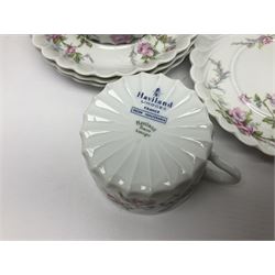 Limoges Haviland pattern coffee service for eight, comprising coffee pot, covered sucrier, milk jug, dessert plates, cups and saucers (27)