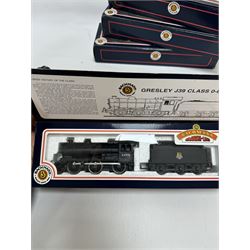 Four Bachmann Branch Line ‘00’ gauge Gresley J39 Class 0-6-0 locomotives, comprising 31851 no.64964 in BR black livery with early crest, 31851A no. 64958 in BR black with early emblem, 31852 no. 64967 in BR black with late crest and 31852A no. 64970 in BR black with late crest, all boxed 