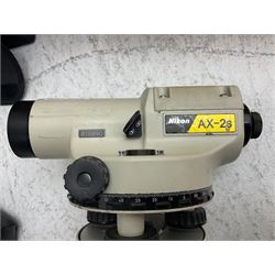 Land Surveying equipment - Nikon AX-2s Automatic Level 360 degrees, serial no.810890; in carrying case with instructions; Nikon Electronic Distancemaster Prism; in carrying case; Imax B6AC Dual Power Professional Balance Charger/Discharger; in carrying bag; Omni Zero 