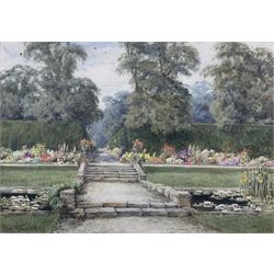 Lilian Stannard (British 1877-1944): 'A Terrace Wall', watercolour signed, labelled verso 25cm x 35cm
