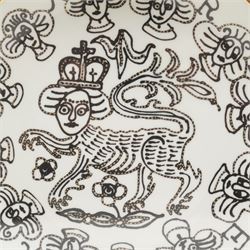Sir Grayson Perry (British 1960-); 'Lion Queen', ceramic plate, produced for 'Grayson's Art Club: The Exhibition' 2022, framed, plate D21.5cm