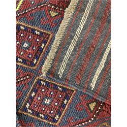 Meshwani red and blue ground runner, decorated with geometric pattern