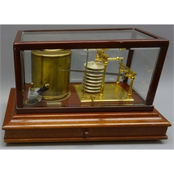  Short & Mason 'Tycos' Barograph No.123130, lacquered brass mechanism with eight bellow silvere aneroid, clockwork drum stamped Pat. 3715 02 in bevel glazed case with chart drawer, retailed by Sam Lyon Blackpool, with charts, Forecasting Table etc, W37cm, H22.5cm, D22cm  