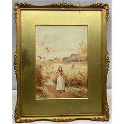 Rose Douglas (British exh.1893-1898): 'Haymakers', watercolour signed and titled 35cm x 25cm