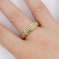 9ct gold channel set round brilliant cut diamond half eternity ring, hallmarked