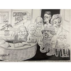 Charles Griffin (British 1946-): 'You'd like to view the premises?...Certainly. What did you say?...Haunted? Whatever gave you that idea?' Crossroads Characters, pen and ink cartoon signed and captioned, 31cm x 42cm (unframed)