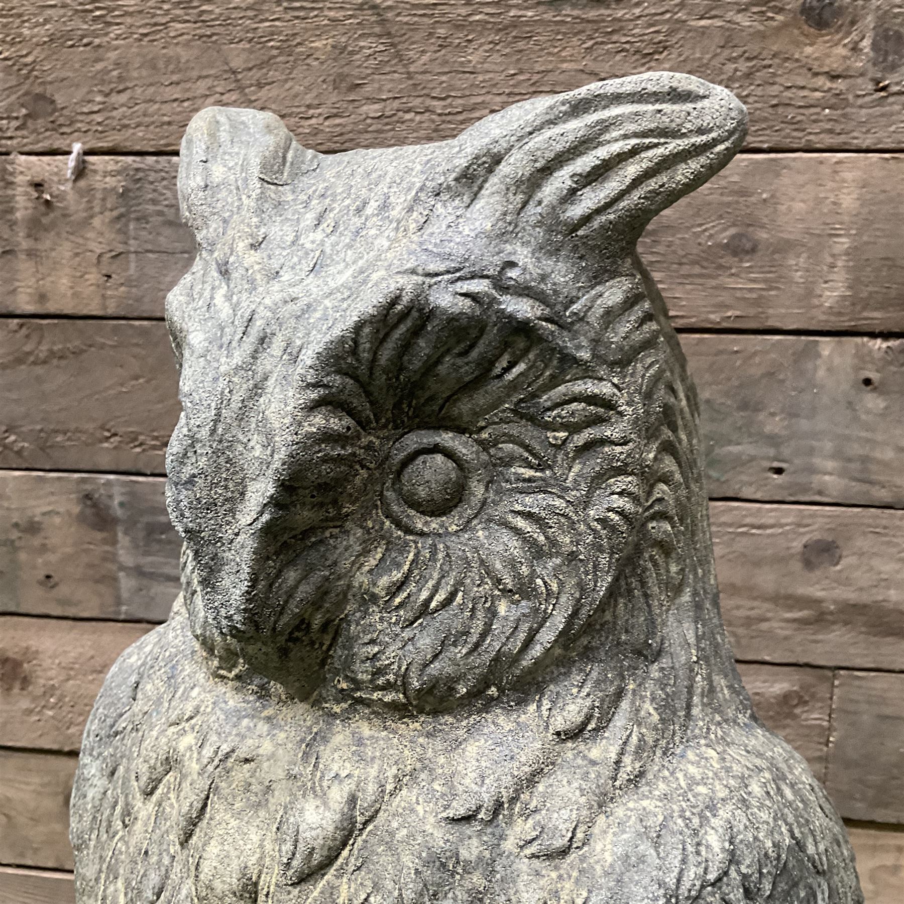 Pair of cast stone garden owls