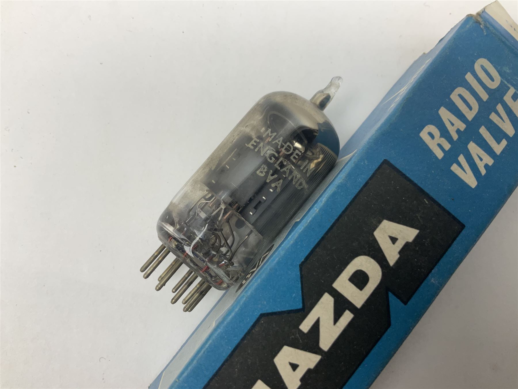 Collection of Mazda thermionic radio valves/vacuum tubes, including EH90, U26, PCF84, U26 approximately 55