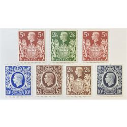 Great Britain King George VI 1939-48 set of six stamps, including ten shillings dark blue and an extra five shillings, all unused