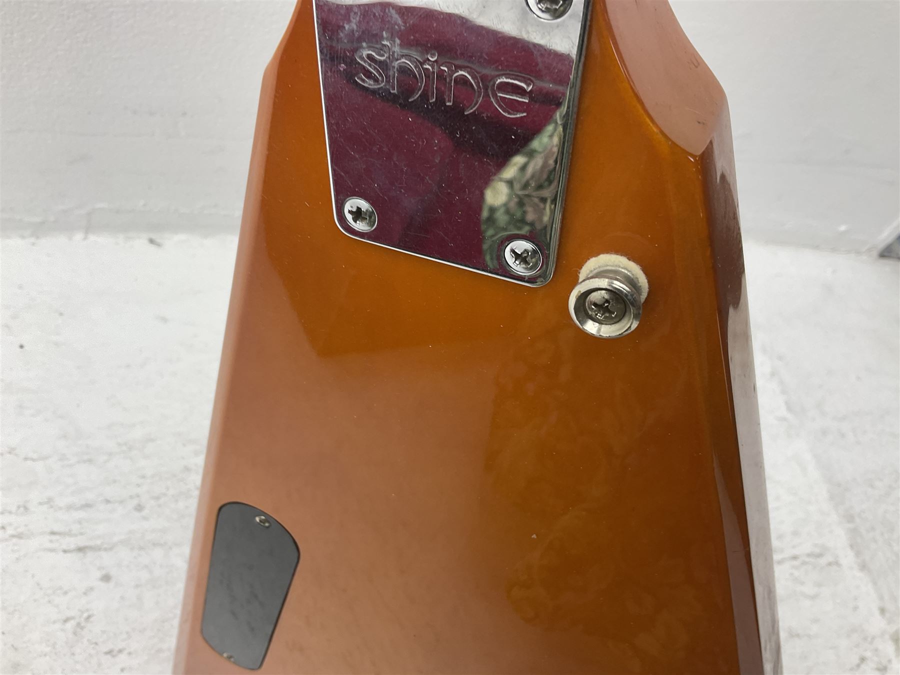 Shine offset V-shaped six string electric guitar, in fitted case