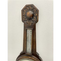 Early 20th century carved oak cased barometer 
