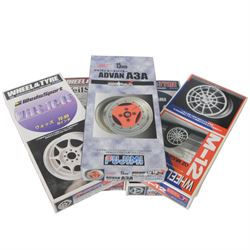 Large collection of 1/24 scale tyres and wheels sets, mostly Aoshima and Fujima, all boxed