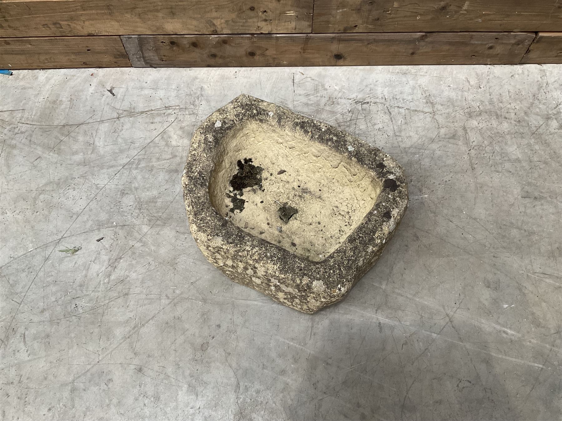 Collection of 9 decorative stone garden objects including sun dial small troughs mill stone and more,