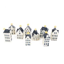 Nine KLM Bols blue delft canal houses, comprising of numbers 77, 87, 86, 48, 59, 81, 75, 72 and 35