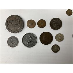Queen Victoria 1861 penny, 1876 sixpence coin, five early silver coins including Elizabeth I etc