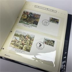 Various first day stamp covers from 'The History of World War II' collection, housed in the ring binder album