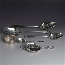 Two George III Old English pattern table spoons, Samuel Godbehere, Edward Wigan & James Bo...